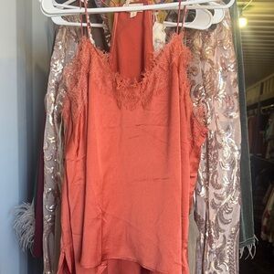 Hem & Thread Coral Fringe Cami Top